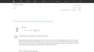 
                            8. Can't log in to AIM account via iChat - Apple Community - Apple ...