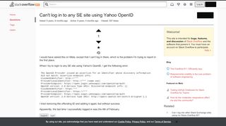 
                            6. Can't log in to any SE site using Yahoo OpenID - Meta Stack Overflow