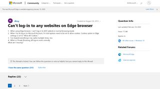 
                            1. Can't log-in to any websites on Edge browser - Microsoft Community