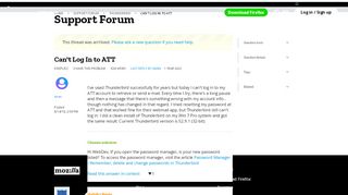 
                            6. Can't Log In to ATT | Thunderbird Support Forum | Mozilla Support