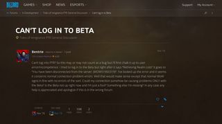 
                            4. Can't log in to Beta - Tides of Vengeance PTR General Discussion ...