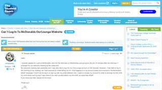 
                            10. Can't Log In To McDonalds OurLounge Website - The Student Room