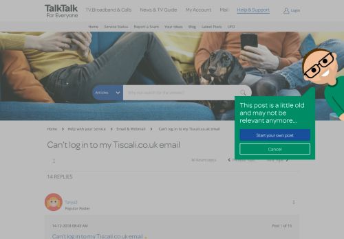 
                            3. Can't log in to my Tiscali.co.uk email - TalkTalk Community