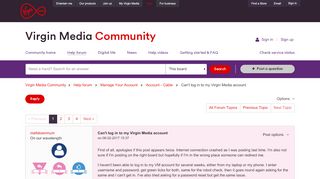 
                            9. Can't log in to my Virgin Media account - Virgin Media Community