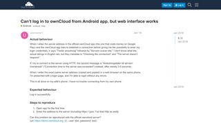 
                            5. Can't log in to ownCloud from Android app, but web interface works ...
