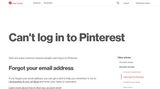 
                            6. Can't log in to Pinterest | Pinterest help