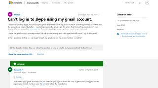 
                            6. Can't log in to skype using my gmail account. - Microsoft Community