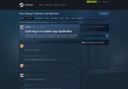 
                            5. Cant log in to tablet app SpiderBot :: Tom Clancy's Splinter Cell ...