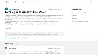 
                            12. Can't log in to Windows Live Writer - Microsoft Community