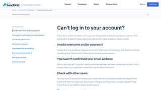
                            4. Can't log in to your account? | SendGrid Documentation