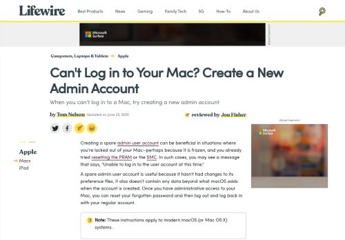 
                            5. Can't Log In to Your Mac? Create a New Admin Account - Lifewire