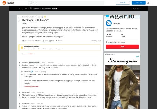 
                            1. Can't log in with Google? : Agario - Reddit