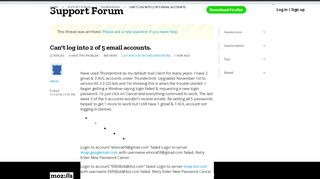 
                            8. Can't log into 2 of 5 email accounts. | Thunderbird Support Forum ...