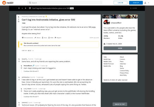 
                            3. Can't log into Andromeda initiative, gives error 500 : masseffect ...