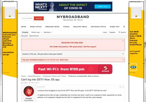 
                            5. Can't log into DSTV Now, SS app | MyBroadband
