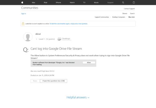 
                            8. Cant log into Google Drive File Stream - Apple Community