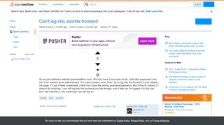 
                            3. Can't log into Joomla frontend - Stack Overflow