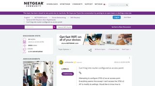 
                            2. Can't log into router configured as access point - NETGEAR Communities