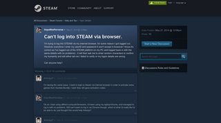 
                            1. Can't log into STEAM via browser. :: Help and Tips - Steam Community