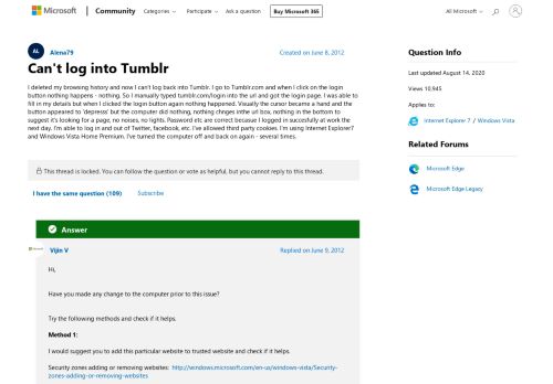 
                            11. Can't log into Tumblr - Microsoft Community