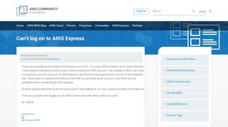 
                            4. Can't log on to ARIS Express | ARIS BPM Community