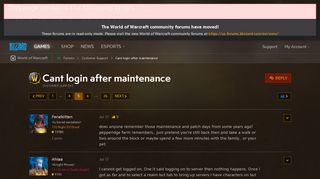 
                            2. Cant login after maintenance - World of Warcraft Forums - Blizzard ...