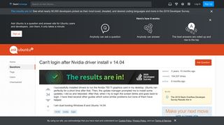 
                            1. Can't login after Nvidia driver install v 14.04 - Ask Ubuntu