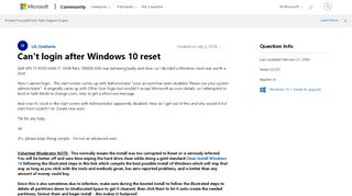 
                            5. Can't login after Windows 10 reset - Microsoft Community