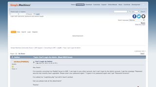 
                            1. Can't Login As Admin - Simple Machines Forum