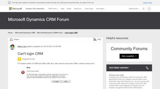 
                            6. Can't login CRM - Microsoft Dynamics CRM Forum Community Forum