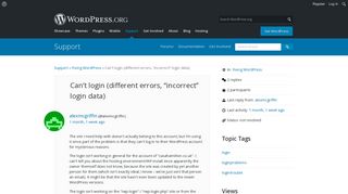 
                            8. Can't login (different errors, “incorrect” login data) | WordPress.org
