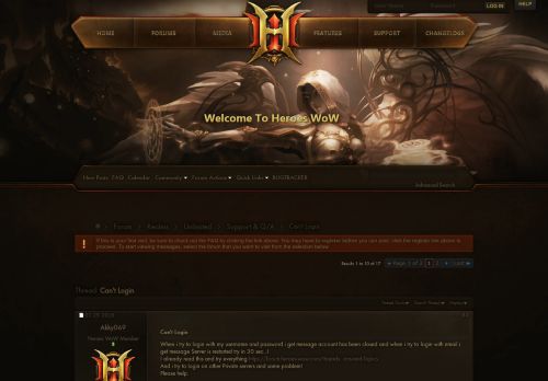 
                            3. Can't Login - Heroes WoW - Forums