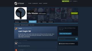 
                            2. cant login IM :: Idle Master - Steam Community