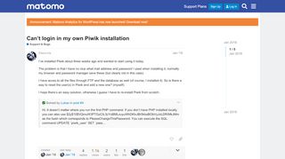 
                            1. Can't login in my own Piwik installation - Support & Bugs - Matomo ...