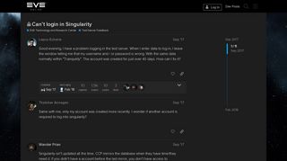 
                            1. Can't login in Singularity - Test Server Feedback - EVE Online Forums