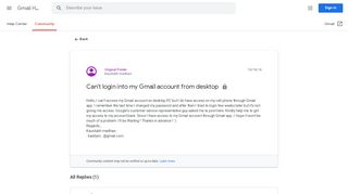 
                            6. Can't login into my Gmail account from desktop - Google ...
