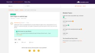 
                            13. Can't login on android app | SoundCloud Community