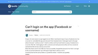 
                            7. Can't login on the app (Facebook or username) - The Spotify Community