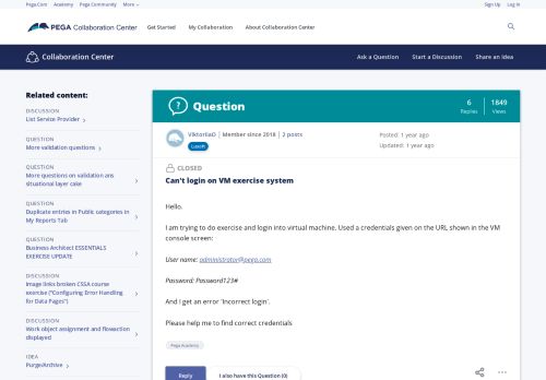 
                            1. Can't login on VM exercise system | Pega Community