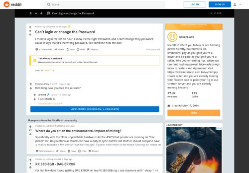 
                            11. Can't login or change the Password : NiceHash - Reddit