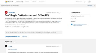 
                            1. Can't login Outlook.com and Office365 - Microsoft Community