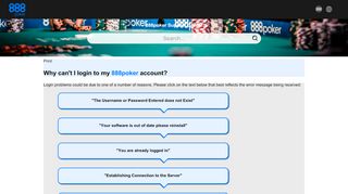 
                            11. Can't login to account | 888poker Support Center