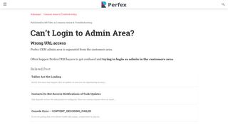 
                            2. Can't Login to Admin Area? | Perfex CRM