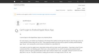 
                            5. Can't Login to Android Apple Music App - Apple Community - Apple ...