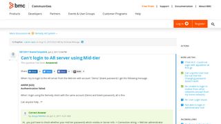 
                            11. Can't login to AR server using Mid-tier | BMC Communities