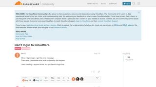 
                            8. Can't login to Cloudflare - Dashboard - Cloudflare Community