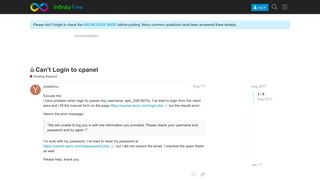 
                            4. Can't login to cpanel - Support Forums - InfinityFree Forum