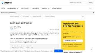 
                            2. Can't login to Dropbox - Dropbox Community - 202076