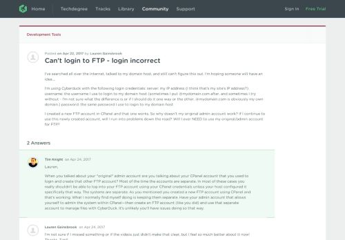 
                            5. Can't login to FTP - login incorrect | Treehouse Community