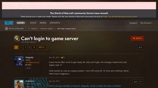 
                            1. Can't login to game server - World of Warcraft Forums - Blizzard ...